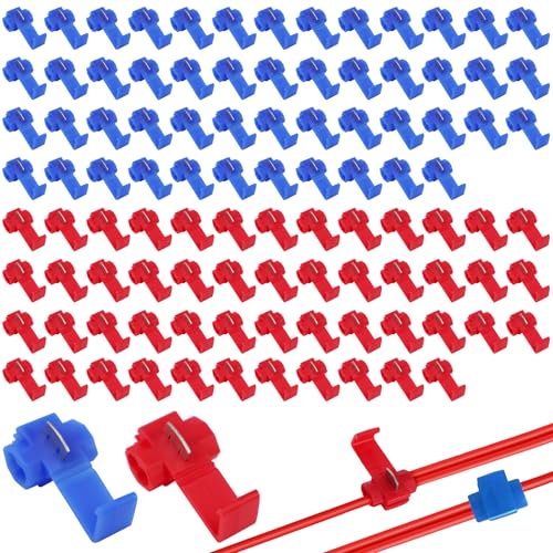 Connecteur Electrique Rapide 100 Pièces Cosse Electrique Automobile, Connecteurs Rapides (50 Pièces Rouge, 50 Pièces Bleu)