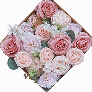 Bafenli Artificial Flowers Rose 31pcs Silk Fake Flowers for DIY Wedding Bouquets Combo Centerpieces Arrangements Party Bridal Baby Shower Home Decorations-Blue