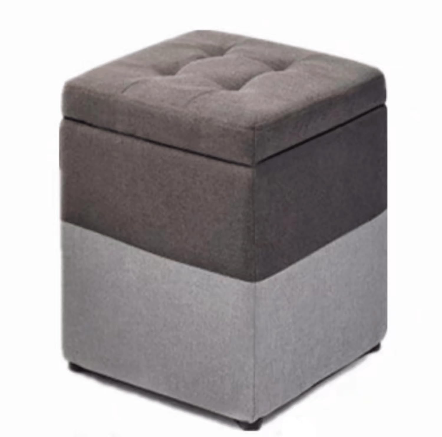 Tabouret pouf avec rangement en lin D 30x30x35cm pour salon