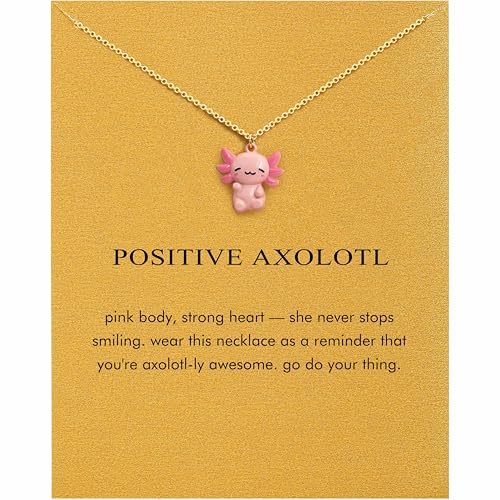 OBSUN Axolotl Necklace Axolotl Gifts for Teens Pink Axolotls Jewelry for Granddaughter Daughter Niece
