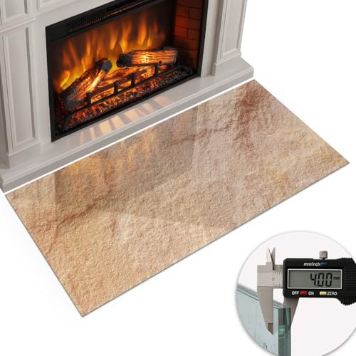 Plaque de cheminee elegant protecteur de sol 100x50 au design mineral d'exception