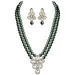 Peora Crystal Faux Pearl Kundan Necklace & Jewelry Set Gift for Women