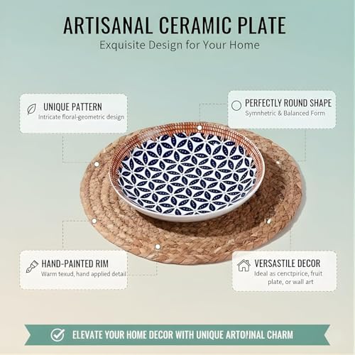 Image of Ceramic Dinner Plates Set of 2, 8 Inch Porcelain Salad Dessert Round Plates, Microwave, Oven and Dishwasher Safe, Kitchen Plates, Serving Dishes Plates (1 Plate Honeycomb 2 Bowl)