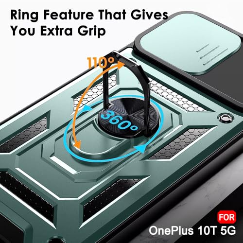 Image of TheGiftKart Tough Armor Bumper Back Cover Case for OnePlus 10T 5G | Sliding Camera Cover, Kickstand & Ring Holder | 360 Degree Protection Back Cover Case for OnePlus 10T 5G (PC & TPU, Blue)