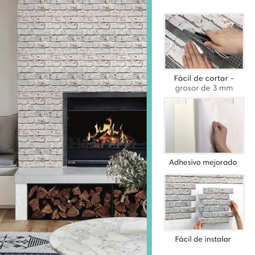 Paneles de pared 3D autoadhesivos revestimiento PVC ladrillo impermeable 7