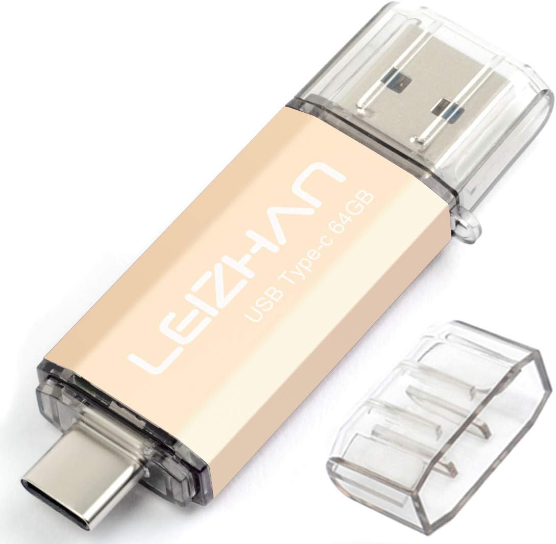 USB Memory TYPE-C 64GB Flash Drive 3.0 Memory OTG Stick Supports LEIZHAN High Speed Transfer OTG for Smartphones PC Low Capacity Micro Pen Drive High Capacity U Stick (64GB, Golden)