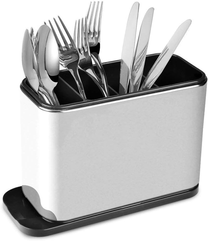 Amigos Store™ Surface Stainless-Steel Cutlery Drainer Kitchen Sink Cutlery Drainer and Organised Cutlery Storage Holder Drying Basket Kitchen, Silver