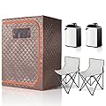TaTalife Portable Steam Sauna, 2 Person Sauna Tent, Newly Upgraded Large Space Sauna, Two Person Whole Body Spa, Includes 2 Pieces of 3L Steamer(47.28" x 35.46" x 63.04")