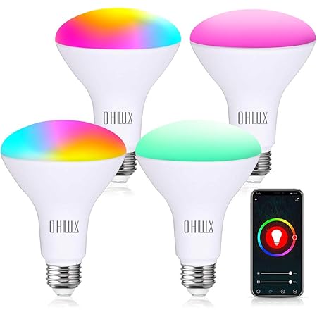 OHLUX Smart WiFi Flood Light Bulbs E26 Base 900Lumen (100W Equivalent),10W BR30 LED Bulb Works with Alexa, Google Home, Siri, 2700K-6500K Dimmable, Indoor use (No hub required ) - 4Pack