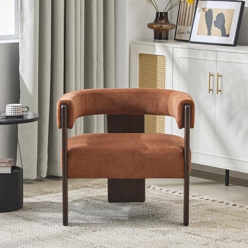 Christopher Knight Home Nettie Modern Accent Chair for Living Room, Velvet Fabric Single Lounge Sofa Chair with Wooden Frame, Comfy Reading Chair for Bedroom, Lounge Armchair with Cushion,Burnt Orange