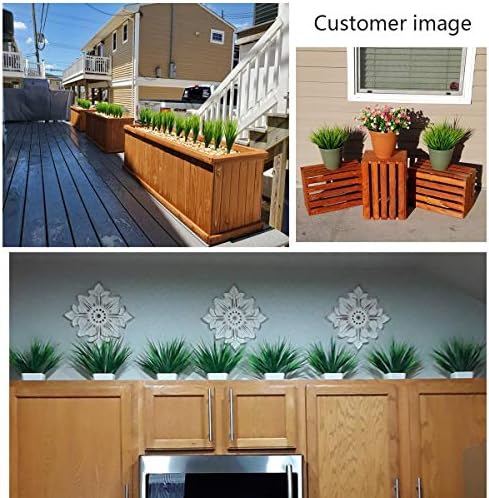 HBell 12pcs Artificial Plants, Plastic Wheat Grass Greenery Shrubs UV Resistant Fake Outdoor Plants for Farmhouse Home Garden Wedding Indoor Outside Decor (Grasses)