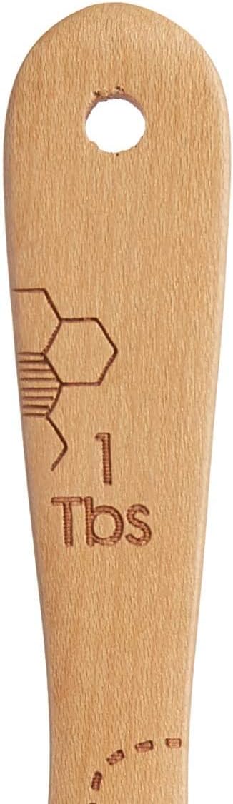 Talisman Designs Laser Etched Beechwood Measuring Spoons | Set of 4 | Honey Bee Design | Natural Wooden Measuring Spoons Set | Cute & Functional Kitchen Tools