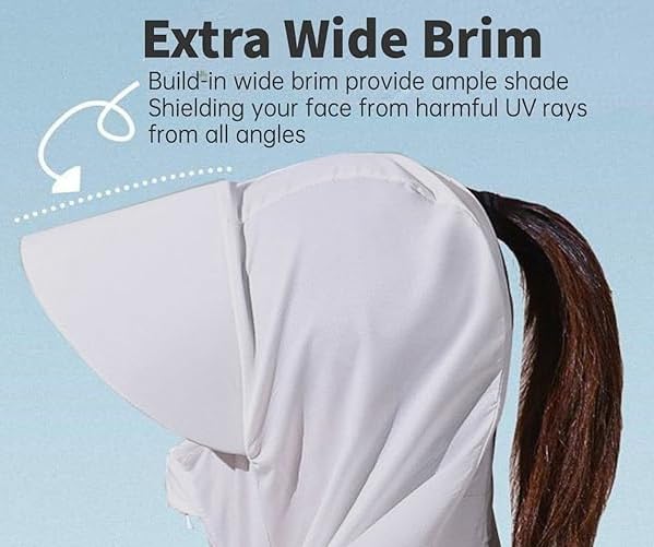 Image of Alexvyan Size-L Grey Women's UV Protection Jacket, Lightweight Summer Sun Screen Hoodie with Visor, UPF 50+ Protection for Outdoors, Shirt Full Zipper Sun Protection Jacket- FIT 50-65 KG