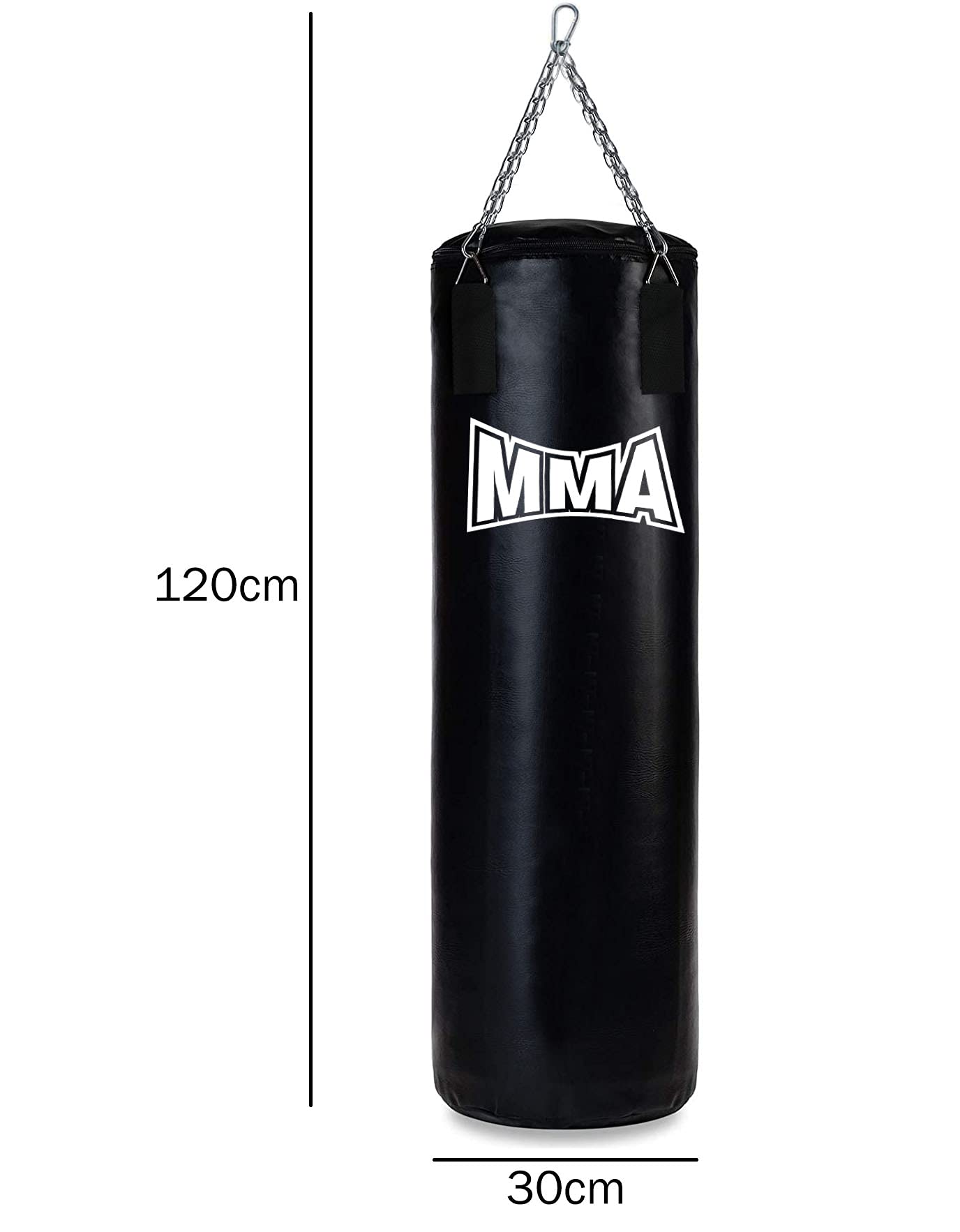 Worek bokserski 120 x 30 cm MMA worek bokserski wiszący wypełniony łańcuchem i hakiem sufitowym średni [137]