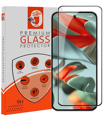 Image of STP FEEL Advanced Black Border Tempered Glass Screen Protector Compatible for Google Pixel 9 5G / Google Pixel 9 Pro 5G (6.3 Inch, Pack of 1) | Full Screen Coverage (except edges) Screen Protector