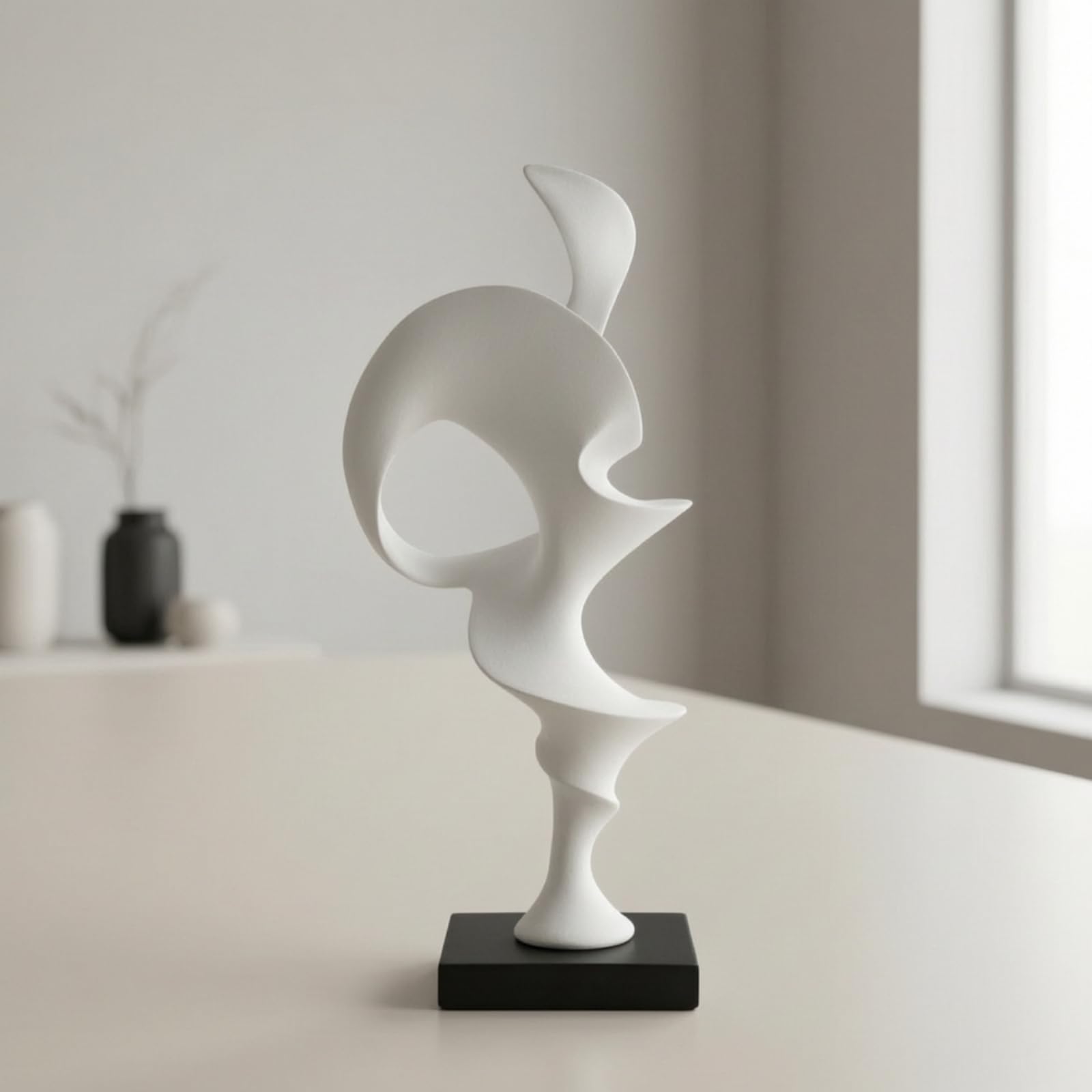 F Fityle Escultura con Líneas Orgánicas Abstracto Escultura Mesa Figura corativa con Base para Salón, Recibidor, Oficina