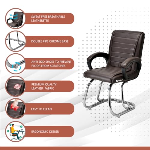 GOYALSON Stainless Steel Home Exclusive Visitor Study Reception Office Guest Seating Solution Chair with arm Rest and Heavy Frame with Cushioned... - Image 6