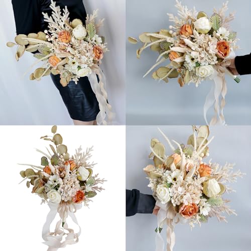 Ramo de flores de champán artificial ramo decorativo elegante para centro de mesa 3