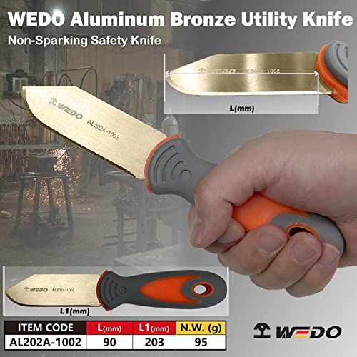 Cuchillo común de bronce de aluminio sin chispas WEDO de 203 mm para entornos explosivos 3