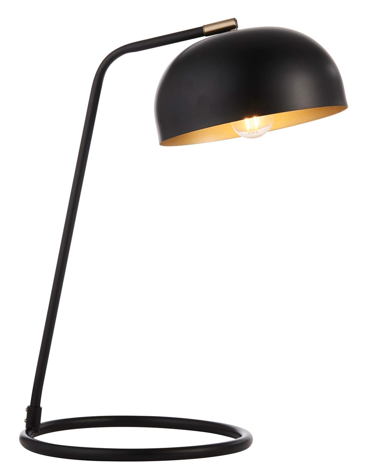 National Lighting Boden Table Lamp 471mm - Modern Industrial Matt Black Desk Light with Antique Brass Inner Finish - E14 Fitting 7W LED Compatible Meta Desk Lamp for Home, Office, or Bedside Table