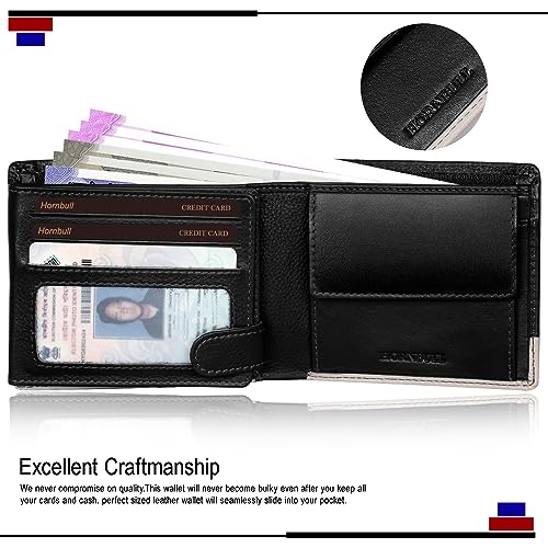 Image of HORNBULL Men's Personalized Gift Wallet I Customized Slim Stylish Leather Purse with Name I Unique Birthday Gift for Men Boy Love Husband Black /Sand