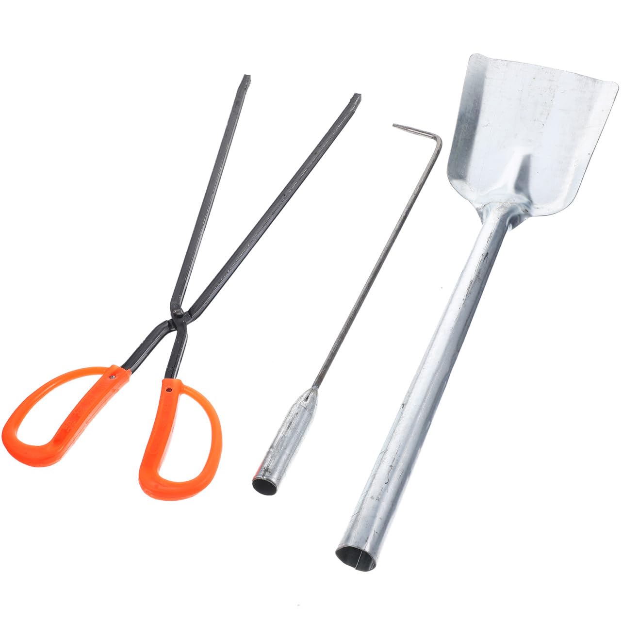GLEAVI Set Attrezzi per Caminetto 3 Pezzi Pala in Ferro, Attizzatoio e Gancio Antincendio Ergonomici per Uso Domestico e Giardino, Accessori Invernali per Riscaldamento e Caminetti
