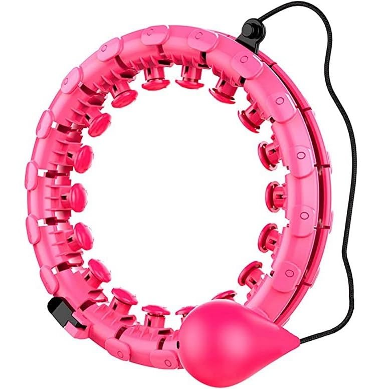 LAFILLETTE 24 Knot Weighted Hula Hoop | Fitness Pilates Hoop with Auto-Rotating Weight Loss Ball | Great for Adults and Beginners | Adjustable Waist and Abdomen Weight Loss Massage Equipment (Pink)-image-29