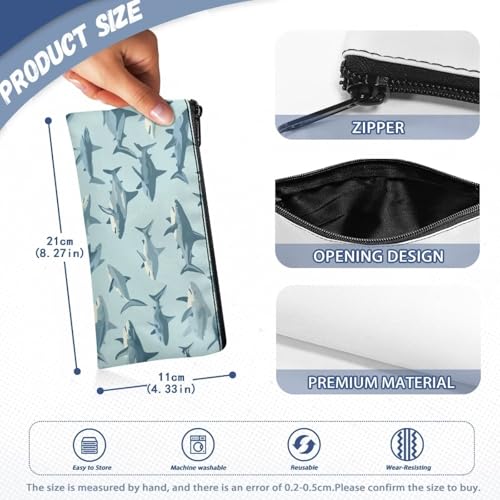 Image of Shark Pencil Case Cute Large Capacity School Pencil Box Storage Pouch with Zipper Lightweight Portable Pen Holder for Toddler Soft Polyester Easy to Clean