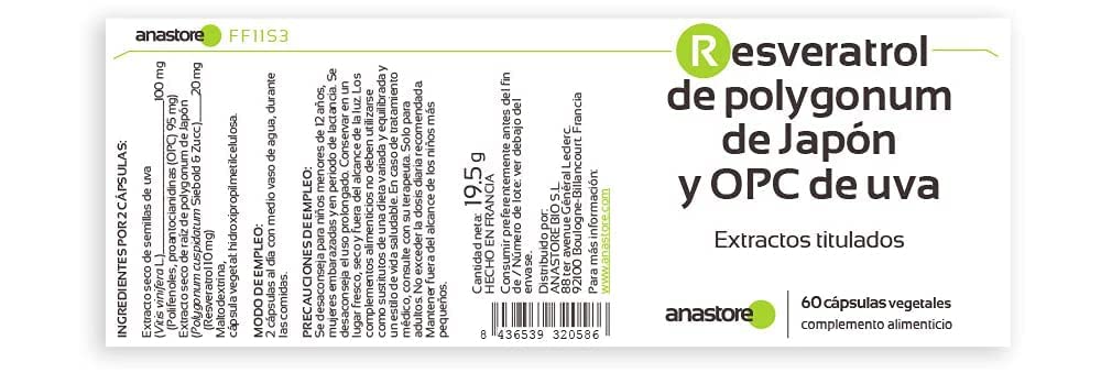 RESVÉRATROL & OPC DE RAISIN * 60 mg / 60 gélules * Titré à 95% en proanthocyanidines et à 50% en resvératrol * Antioxydants, Cardiovasculaire, Prostate