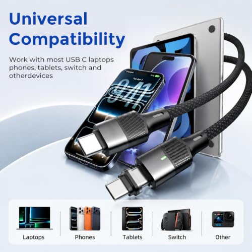 Image of Verilux 240W PD 3.1 USB C to USB C Cable 6FT Snap On Charging Cord