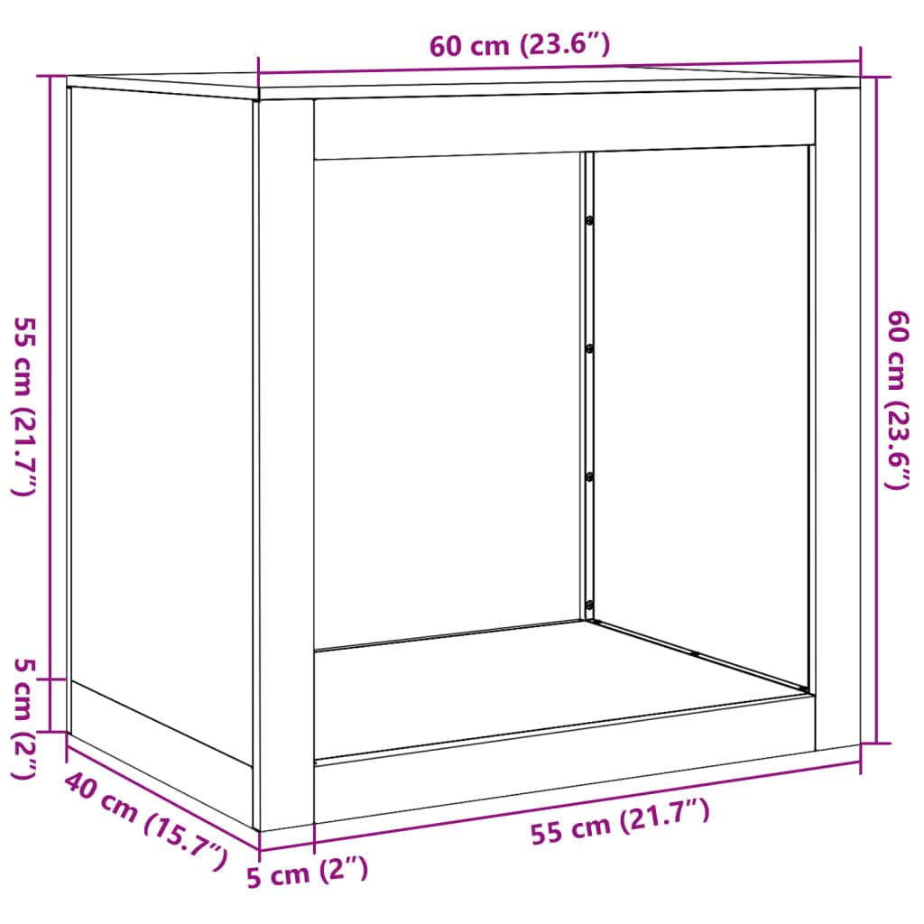 Brennholzregal Weiß Stahl 60x40x60 cm Kaminholzständer für Innenbereich Wohnzimmer Terrasse Garten Hof zur ordentlichen Lagerung von Feuerholz und Scheitholz neben Kamin Ofen