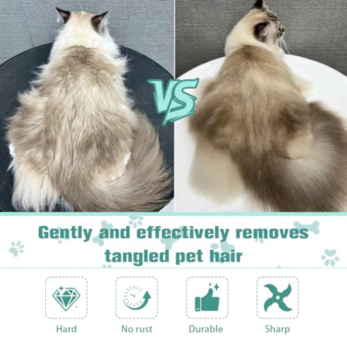 LEPZUR 6 Pièces Coupe Noeud Poil Chat Outil De Toilettage Pour Poils Longs Bouclés Couteau Démêlant Pour Animaux De Compagnie Peigne Chat Chien Poil Long Pour Chiot Chaton – vue 6