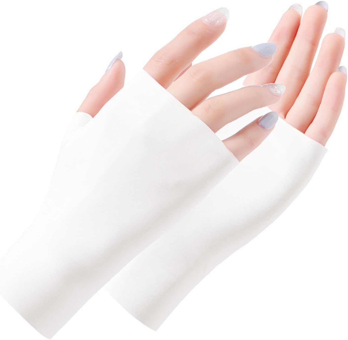 Protection UV Gloves For Nail Art,Driving Sun Block Gloves Cooling Ice Silk Fingerless Wrist For Women