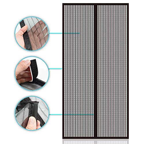 Newkiton Magnetic Screen Door, Heavy Duty, Full Frame Velcro & Tough Mesh, Screen Size 38 inch x 82 inch, Fits Doors Up to 36 inch x 81 inch (Black)