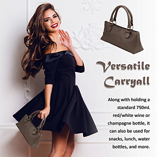 Image of Primeware Wine Clutch Bag (Thermal Insulated) Trendy Women's Carry Tote | Holds Red & White 750mL Bottles | Trendy Fashion | Incl. Portable Waiter-Style Corkscrew
