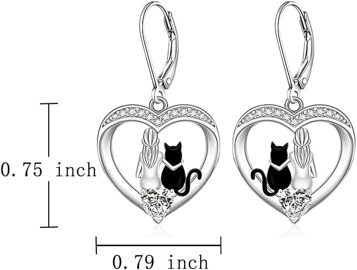 Black Cat Earrings for Women Cute Halloween Cat Sterling Silver Earrings Dangle Earring Jewelry Leverback Christmas Cats Gifts - Image 5