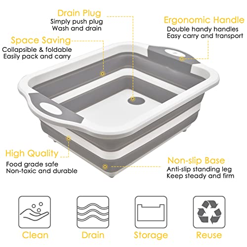 Acelane Collapsible Cutting Board, Foldable Chopping Board With Colander, Multifunctional Vegetable Washing Basket Silicone Dish Tub Storage Basin, For Home Sink Camping Hiking Bbq Picnic Rv Travel #TOP5