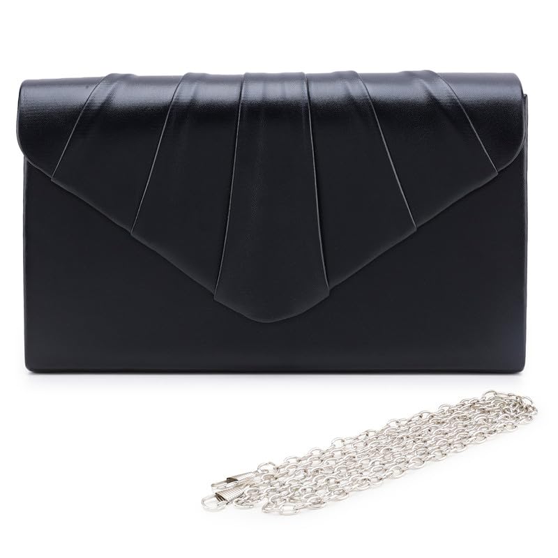 ZEVORA Womens Framed Foldover Clutch | Detachable Chain Sling Strap | Ladies Purse Wallet 05A Black (23X14 CM) (B0CZ3PKLTW) Amazon Price History, Amazon Price Tracker