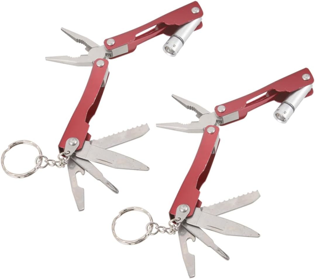 Red Stainless Steel Multitool Pliers, Foldable Portable Vehicle Repair Tool