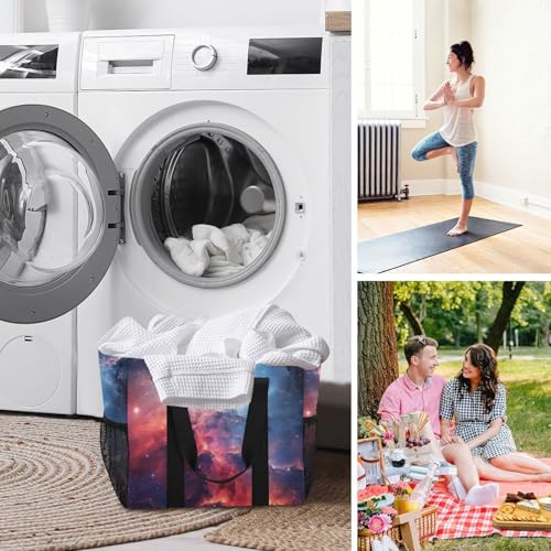 Close Up Galaxy Large Tote Bags for Women Canvas Tote Purse Reusable Grocery Bags Top Handle Handbags for Travel, Work3