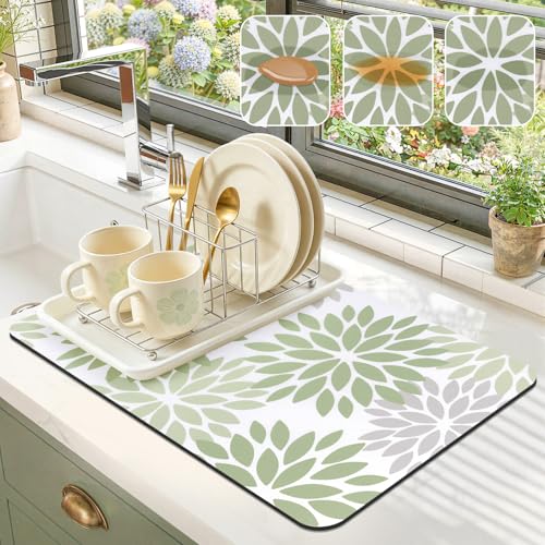 Findosom Floral Dish Drying Mat, 12