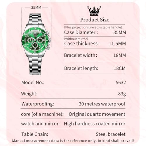 Image of OLEVS Women Diamond Quartz Watches Stainless Steel Chronograph Wristwatch