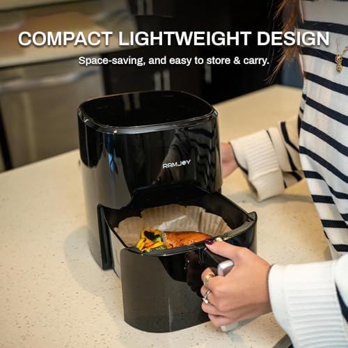 RAMJOY - 3.8QT Air Fryer for 1-2 Persons, 8 in 1 Functions, Air Fry, Roast, Bake, Roast, Preheat, Stir, Digital Small Air Fryer, Non-Stick Basket Suitable for - Image 6