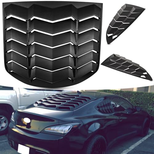 Bonbo Rear+Side Window Louver Fits for Hyundai Genesis Coupe 2010 2011 2012 2013 2014 2015 2016 Custom Fit Windshield Sun Shade Cover ABS (Matte Black)
