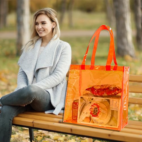 Stadium Clear Tote Bag, Portable PVC Handbag with Handles, Transparent Solid Construction (Orange)4