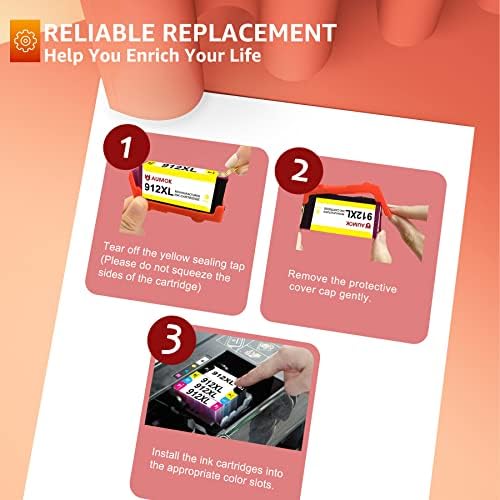 AUMOK 912XL Compatible Ink Cartridges Multipack Replacement for HP 912 912XL for OfficeJet Pro 8024 8020 8022 8025 8023 OfficeJet 8010 8012 8014 8015 8017 Printer( Black/Cyan/Magenta/Yellow)