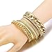 Ensoul Fashion Gold Color Multiple Textured Metal Bracelets & Bangles Set 14Pcs/Set W/Rhinestones