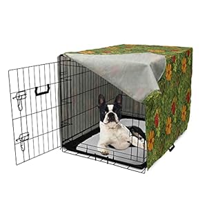 Ambesonne-Floral-Dog-Crate-Cover-Funky-Flower-Foliage-Bush-with-Fractal-Retro-Jungle-Art-Design-Easy-to-Use-Pet-Kennel-Cover-for-Small-Dogs-Puppies-Kittens-22-Inch-Olive-Green - Cucciolini Doodles   Ambesonne-Floral-Dog-Crate-Cover-Funky-Flower-Foliage-Bush-with-Fractal-Retro-Jungle-Art-Design-Easy-to-Use-Pet-Kennel-Cover-for-Small-Dogs-Puppies-Kittens-22-Inch-Olive-Green