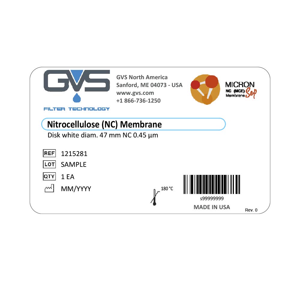 GVS 1215281 MicronSep Mixed Cellulose Esters Membrane Filter, Disk, White,  0.45µm Pore Size, 47mm Dia, Pack of 100 - Buy Online - 40033622