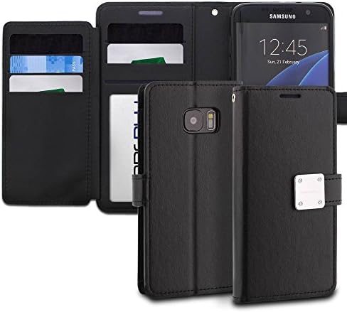 Galaxy S7 Edge Case, ModeBlu [Mode Diary Series] [Black] Wallet Case ID Credit Card Cash Slots Premium Synthetic Leather [Stand View] for Samsung Galaxy S7 Edge